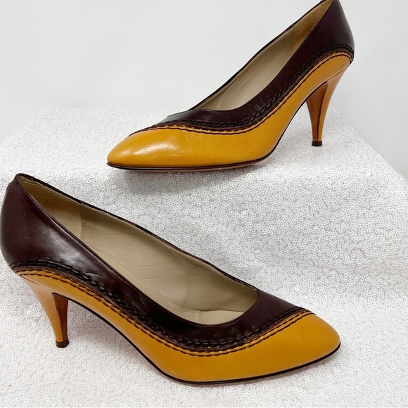 Andrew Gellar made in Italy brown and mustard yellow pumps. Size 7.5 women’s - Picture 12 of 16